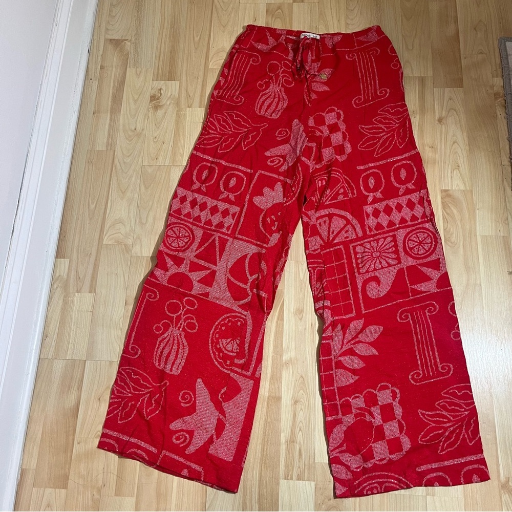 Rachel Zoe Women’s Pull On Hammered Airflow Pants With Charms At Front Ties XS